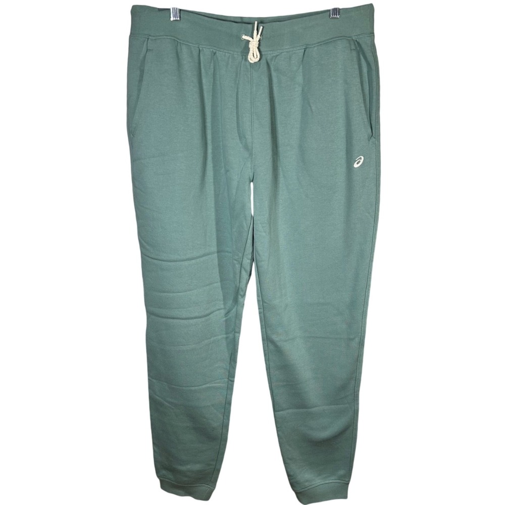 Asics XL Sweatpants Womens Green Joggers Drawstring Pockets‎ Casual Lounge NWOT